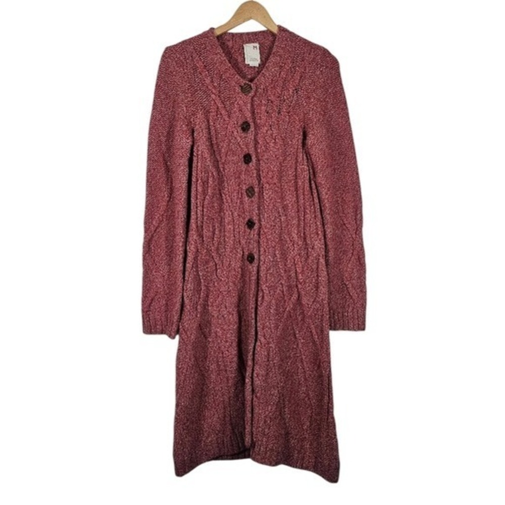 Anthropologie Far Away From Close Wool Cable Knit Duster Cardigan Sweater Size M